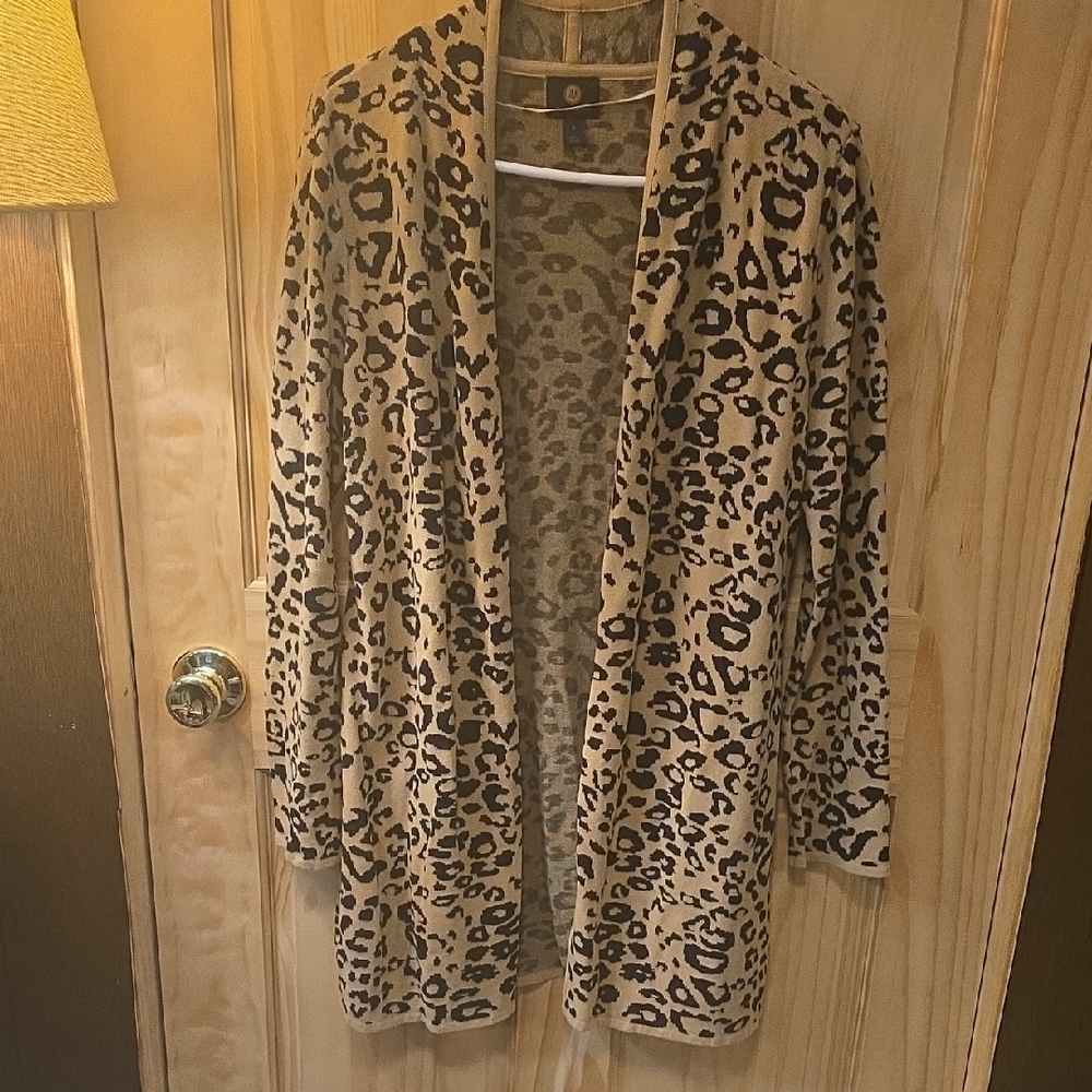 JM Collection Animal Print Cardigan